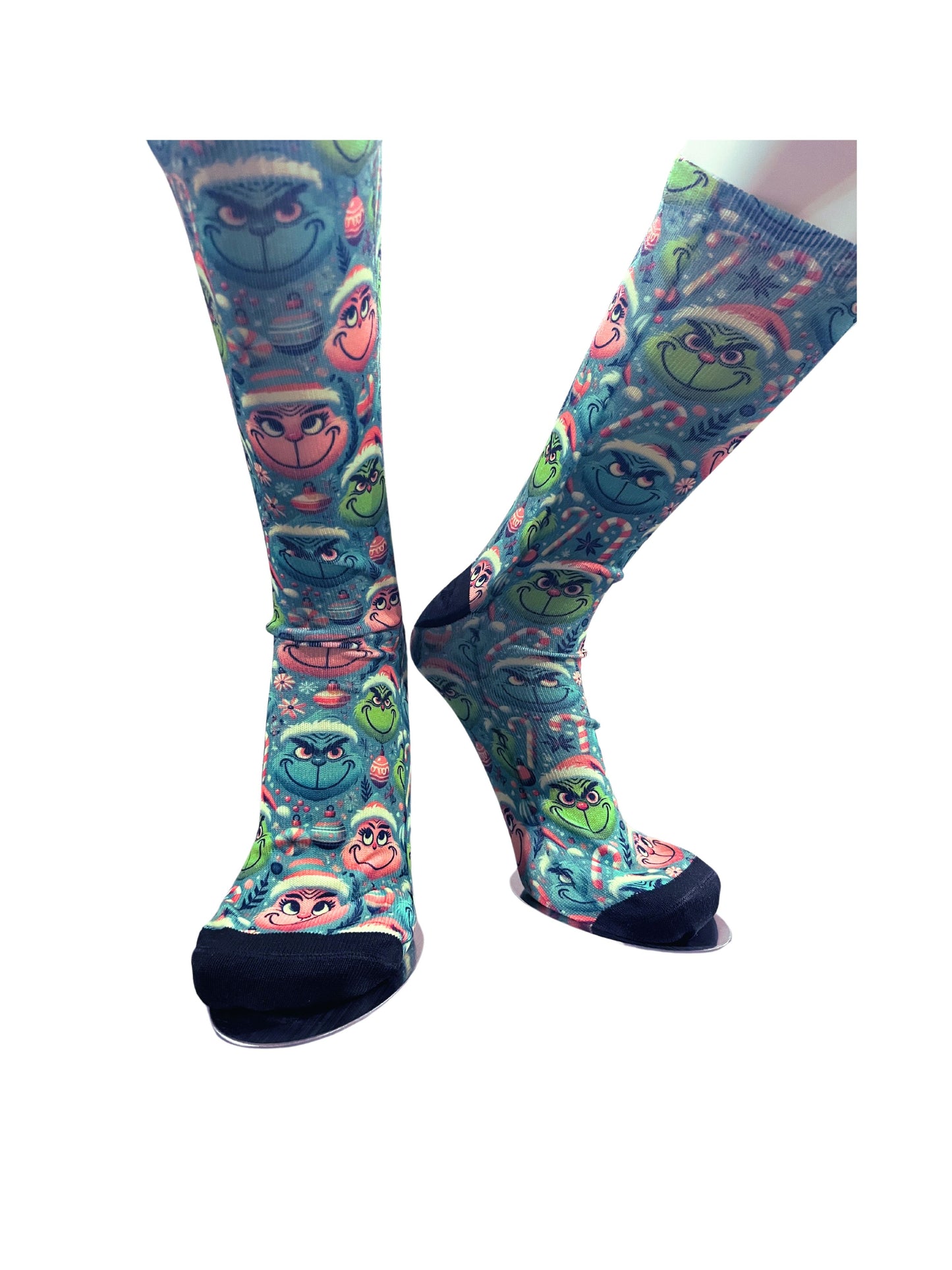 The Grinch Festive Faces Pink & Blue Christmas Unisex Dress Socks