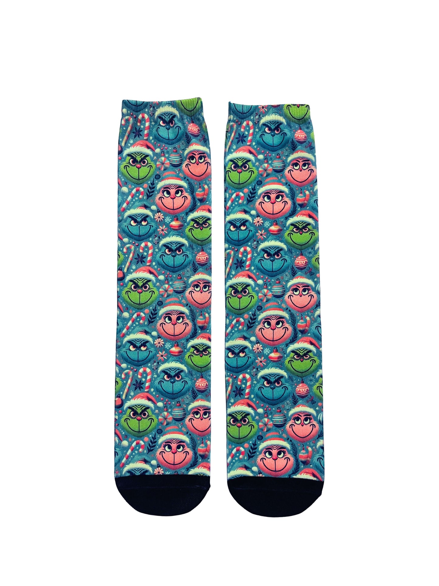 The Grinch Festive Faces Pink & Blue Christmas Unisex Dress Socks