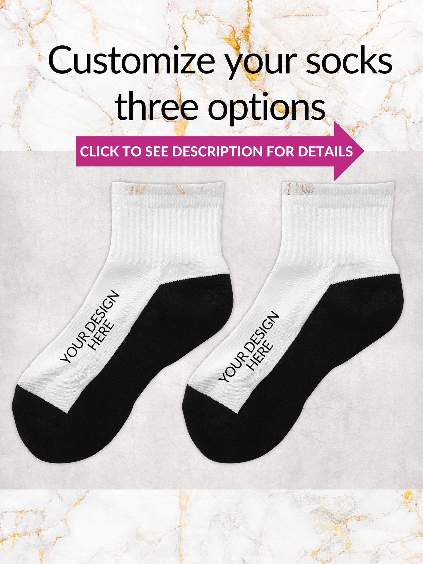 Athletic Ankle Sock Black - Unisex sock/quarter sock - Custom Design