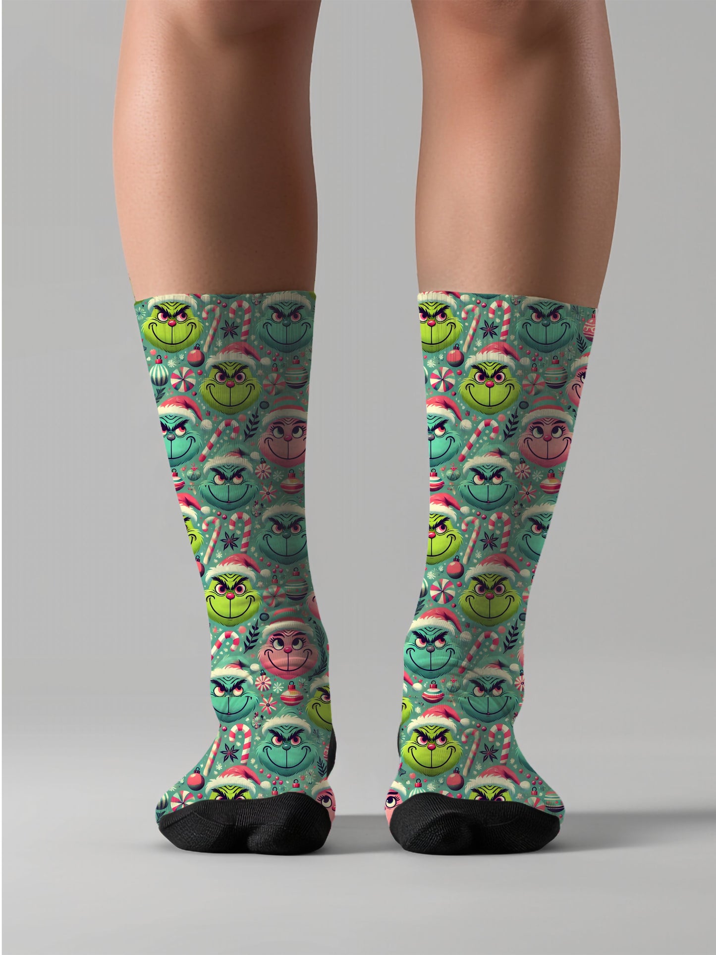 The Grinch Festive Faces Pink & Blue Christmas Unisex Dress Socks