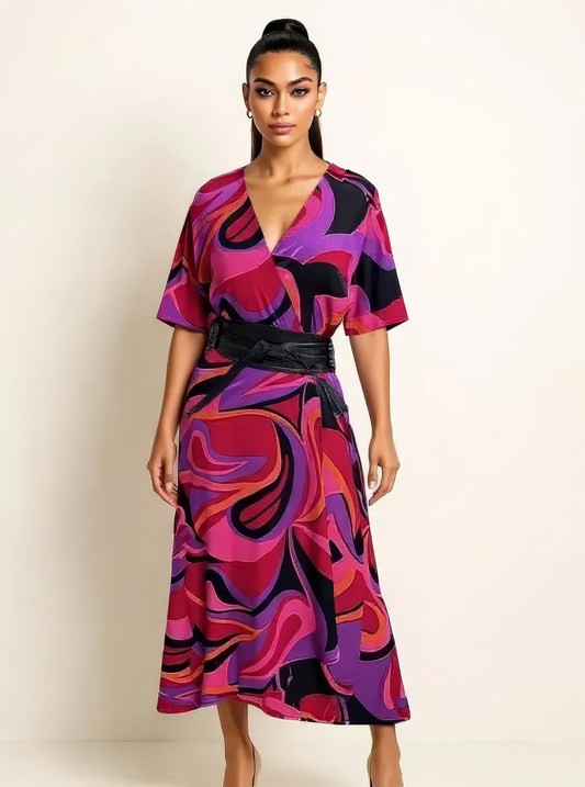 Midnight Orchid Kimono, Hot Pink