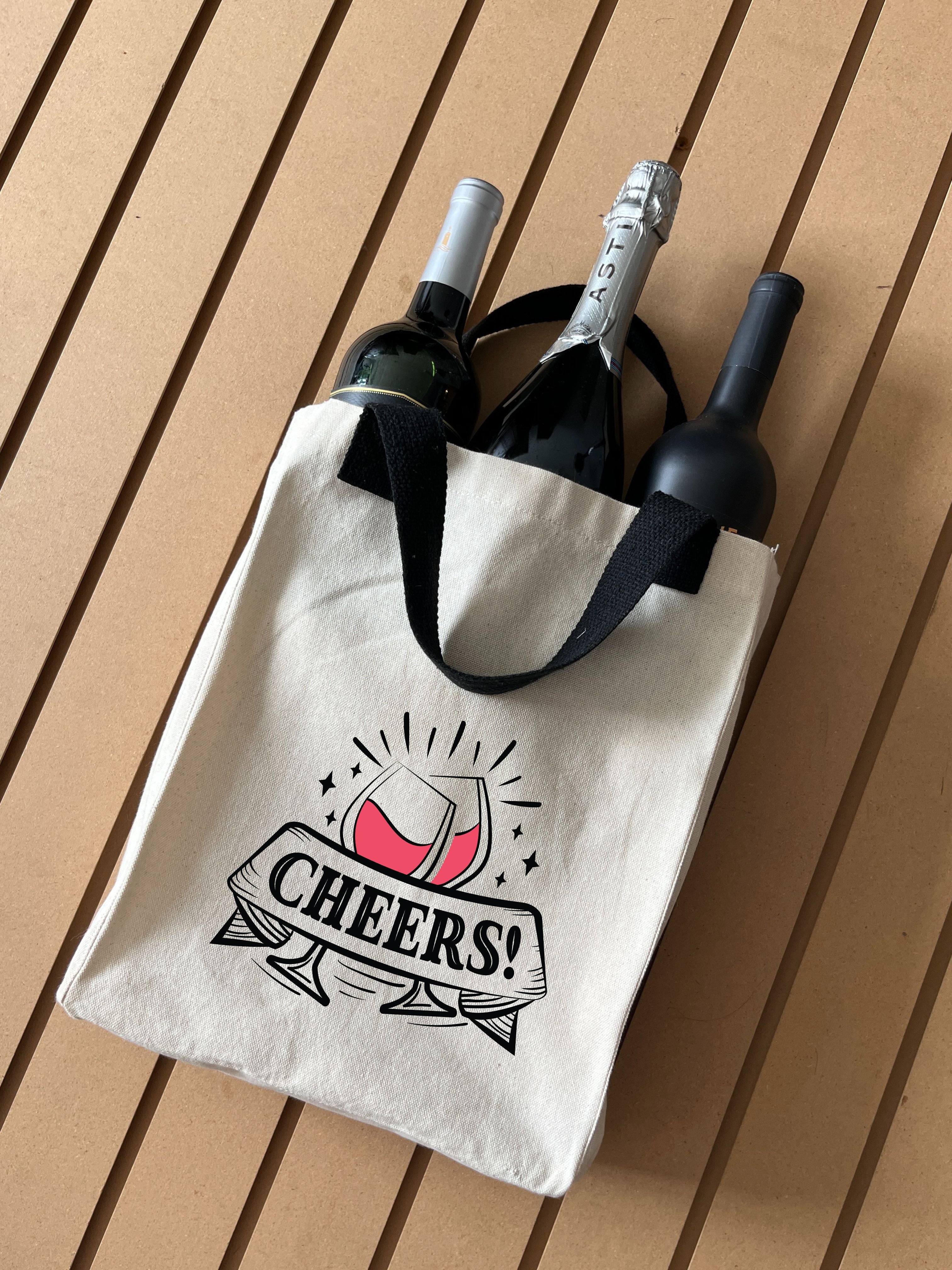 Reusable Wine Carrier Tote Bag Beige