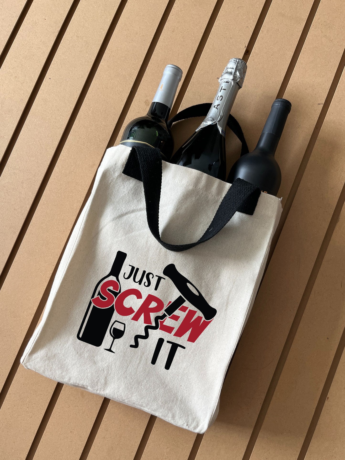 Reusable Wine Carrier Tote Bag - Beige