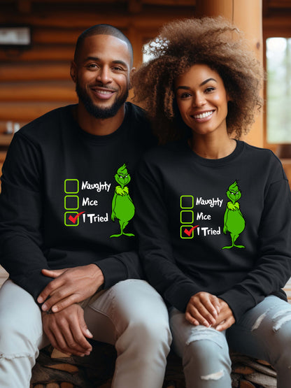 Grinch Check List - Crewneck Relaxed Fit Sweatshirt