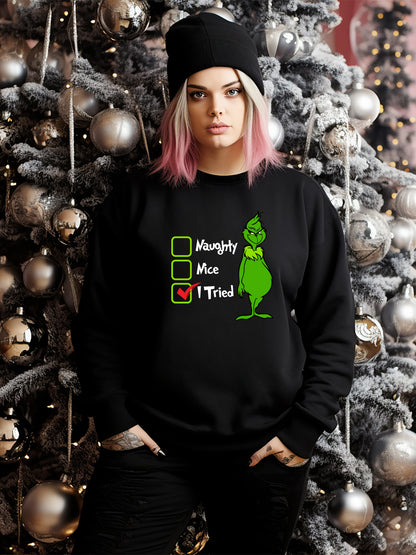 Grinch Check List - Crewneck Relaxed Fit Sweatshirt