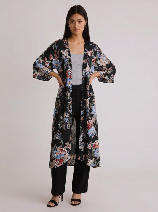 BLACK FLORET KIMONO
