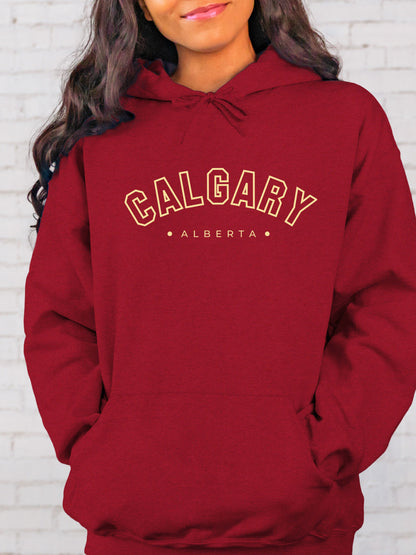 Calgary Alberta - Hooded Sweatshirt - Antique Cherry Red