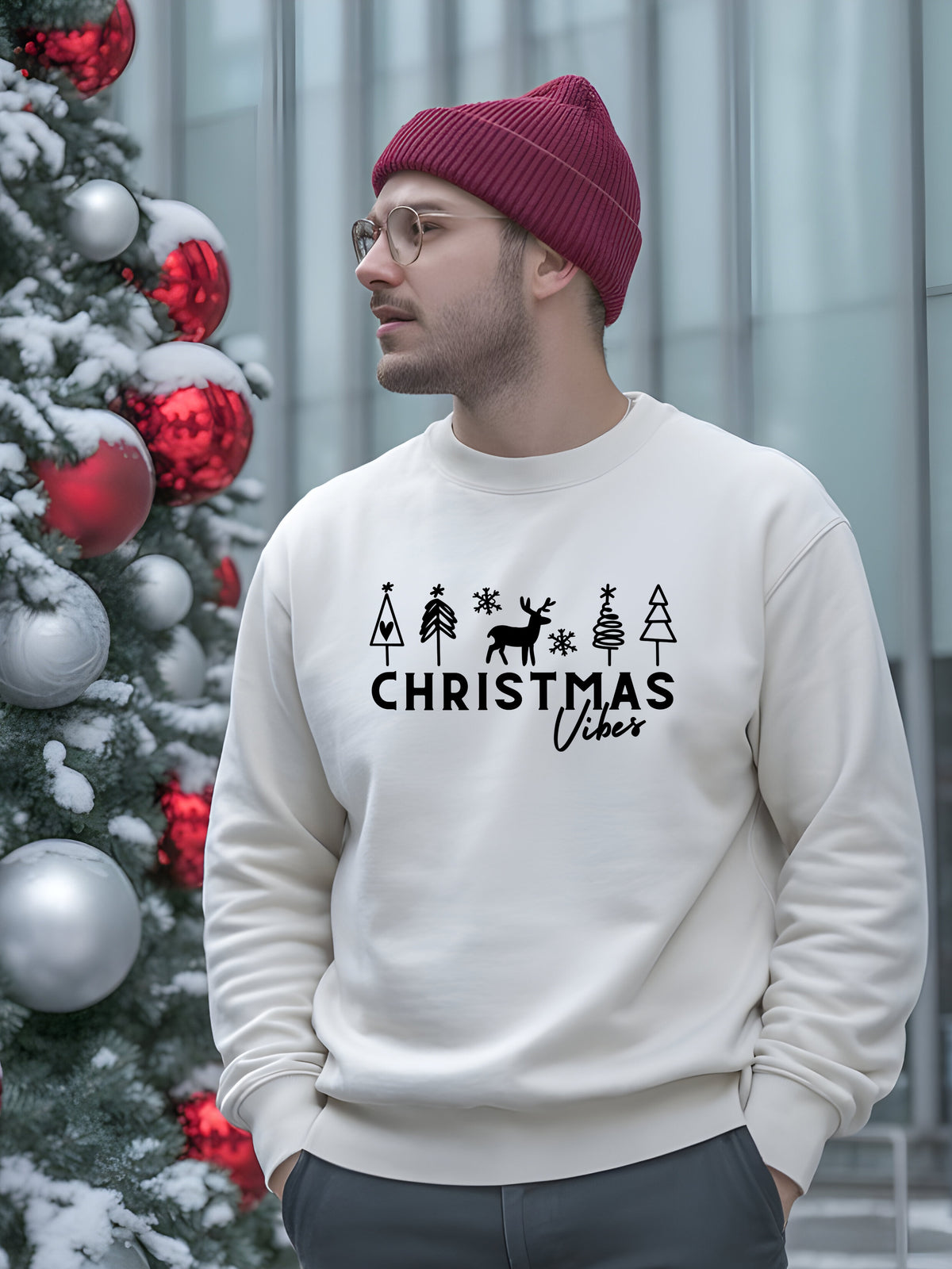 Christmas Vibes Holiday Unisex Christmas Crewneck Sweater