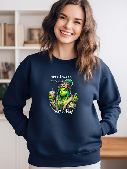 The Grinch Very Demure, Very Mindful, Very Cutesy Crewneck Relaxed Fit Sweatshirt