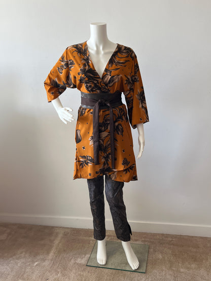 Bronze Petal Harmony Kimono - short