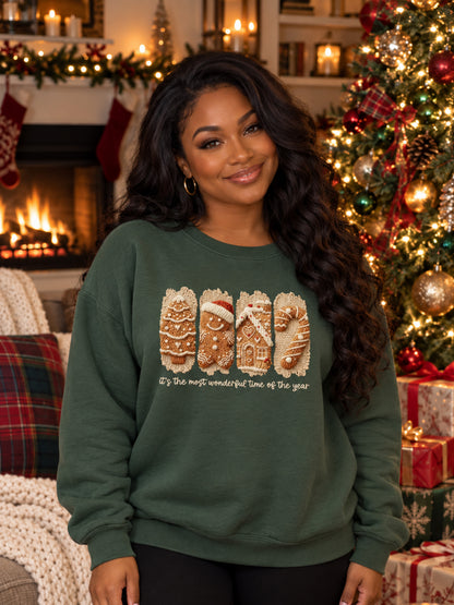 Gingerbread Man Christmas Holiday Crewneck Sweater