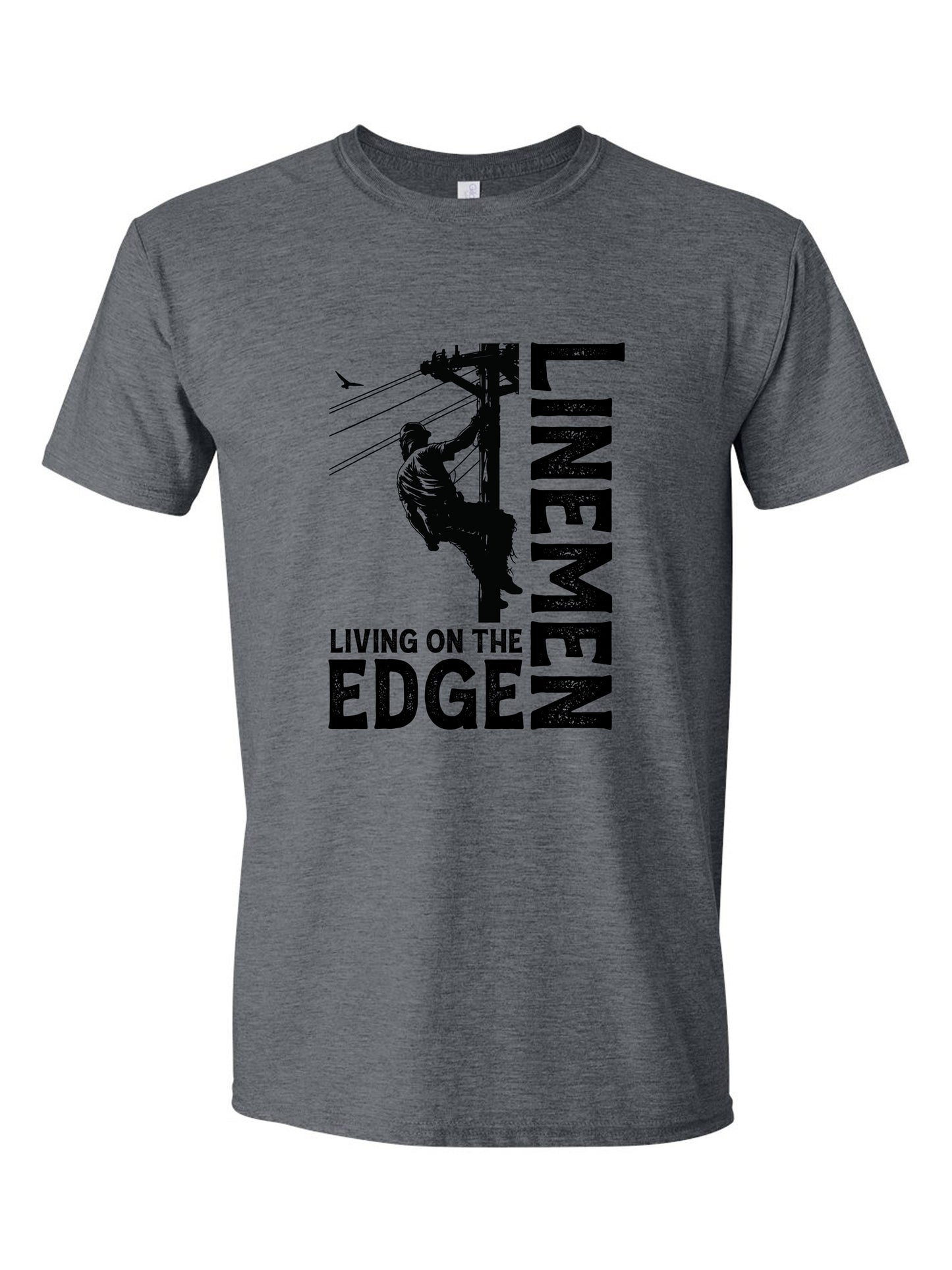 Lineman Living on the Edge - Relaxed Fit Tee - Dark Heather Grey