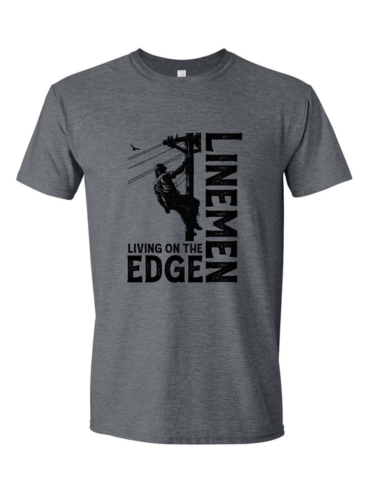 Power Lineman Shirt - Lineman Living on the Edge - Relaxed Fit T-shirt - Dark Heather Grey