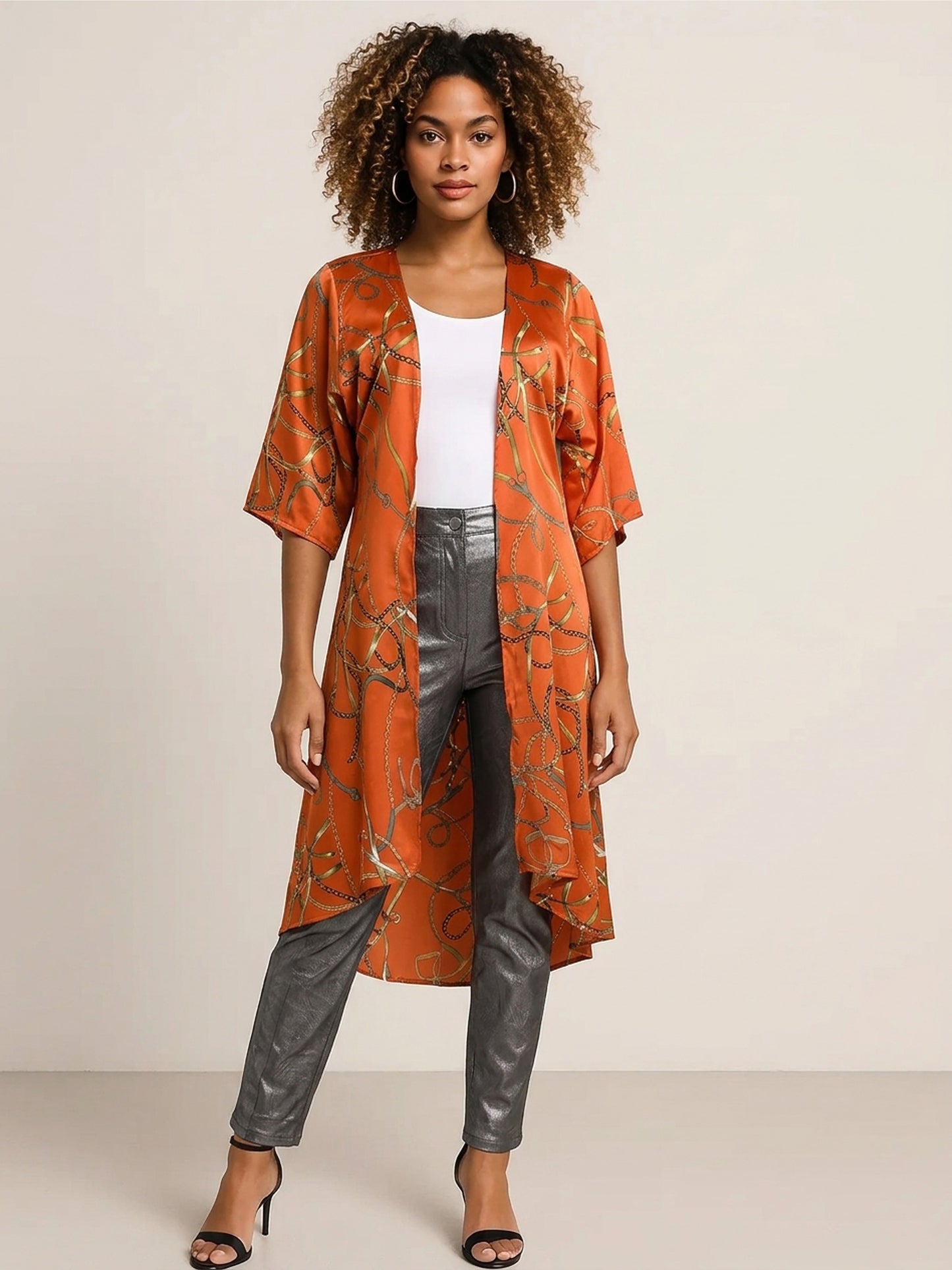 Hold the Purse Strings Kimono - Orange Crush