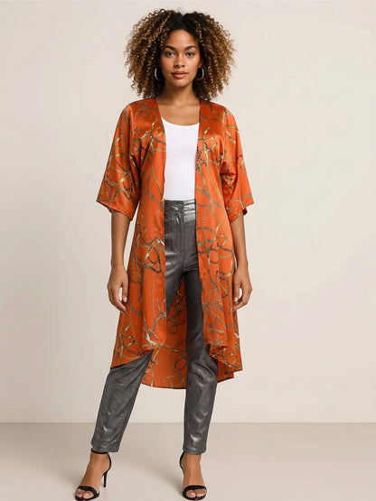 Hold the Purse Strings Kimono - Orange Crush