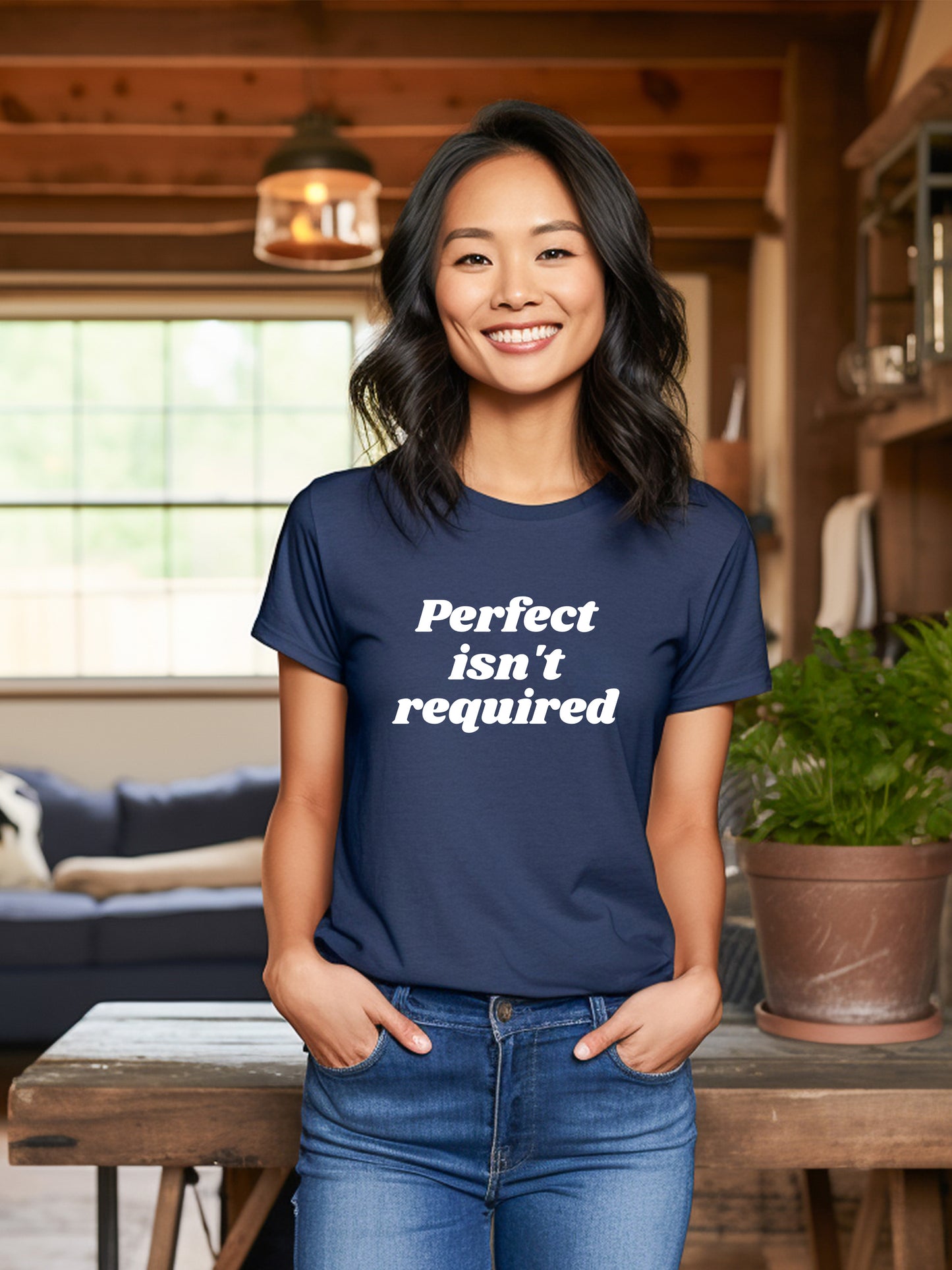 Perfect Isn't Required - Unisex Relaxed Fit Tee Navy