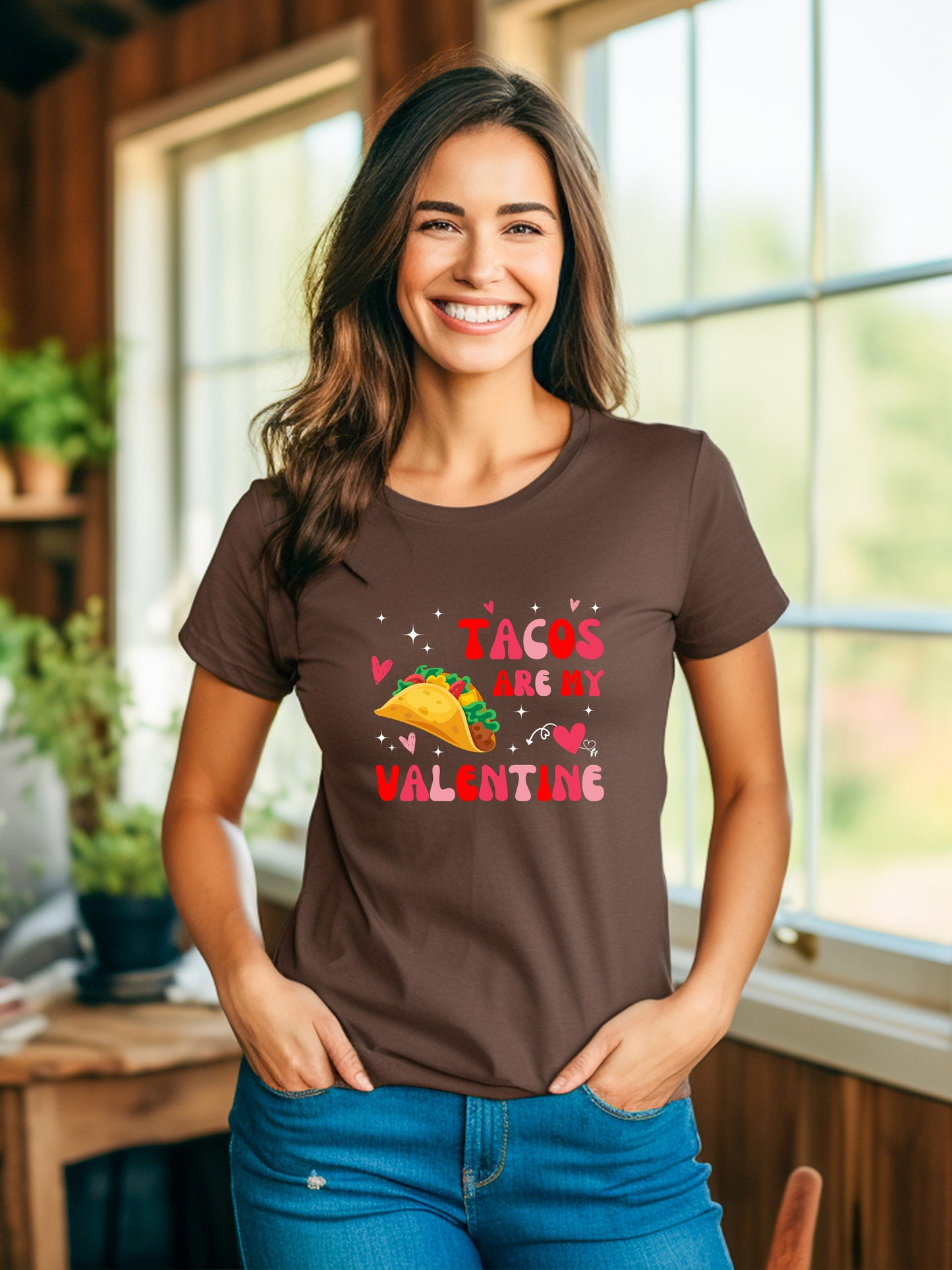 Tacos are my Valentine - Relaxed Fit Tee Brown