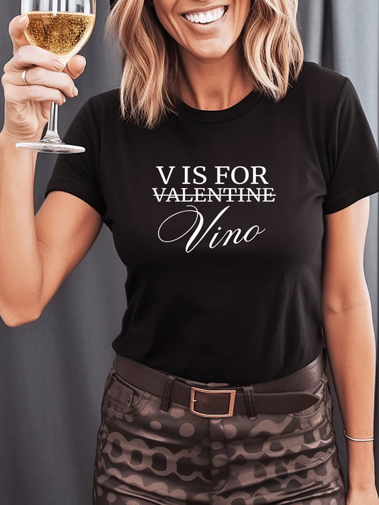 V is for Vino - Valentine - Relaxed Fit Tee Black