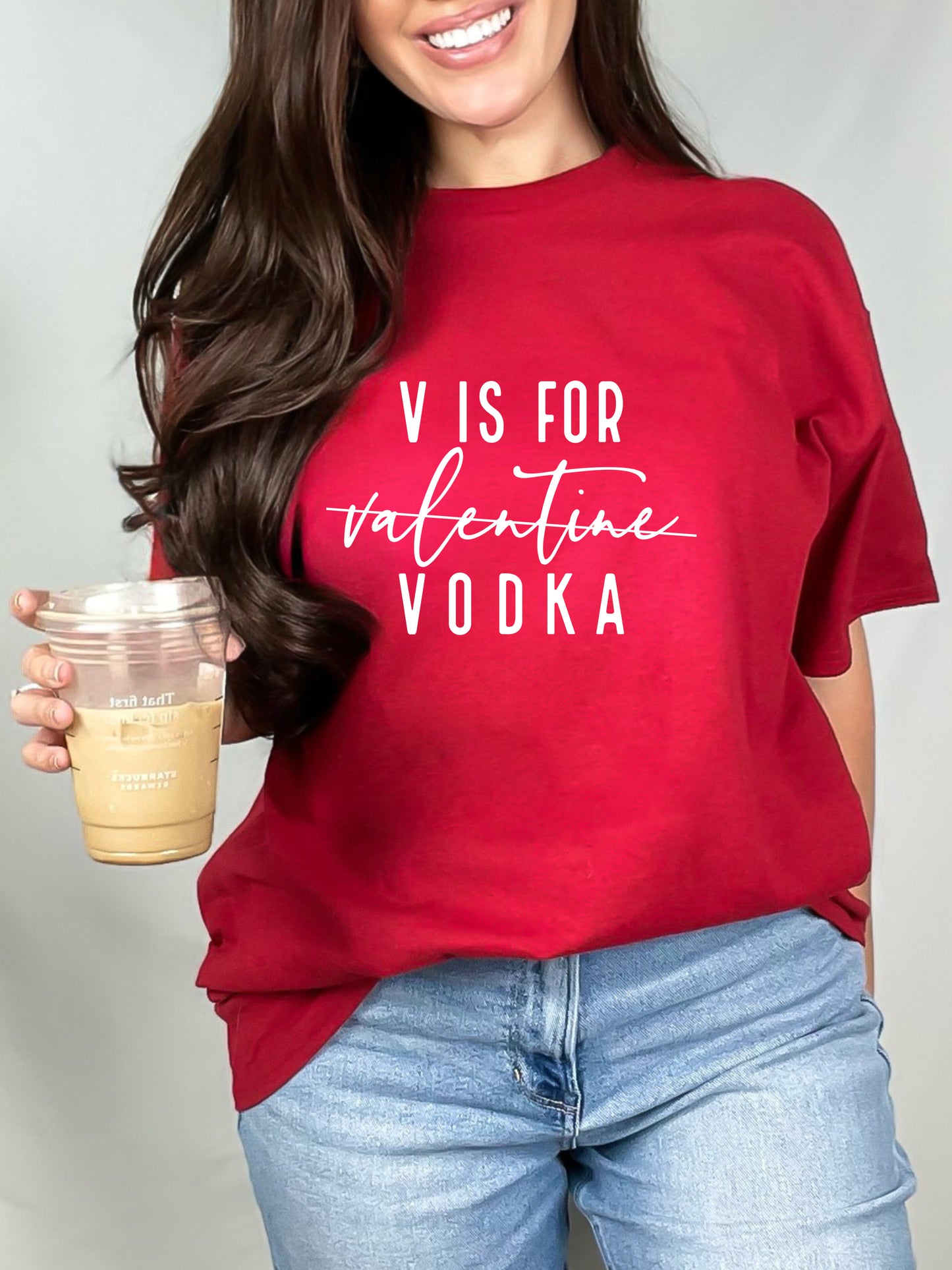 V is for Vodka - Valentine - Relaxed Fit Tee Red