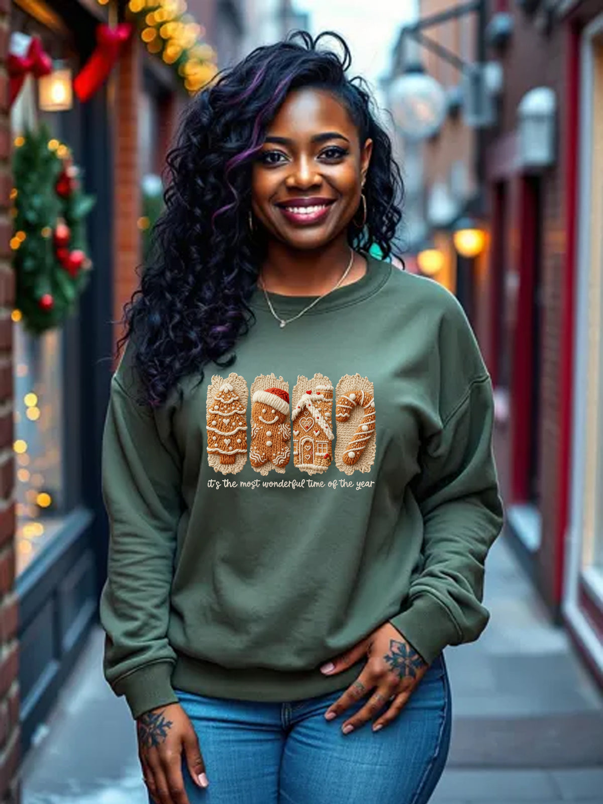 Gingerbread Man Christmas Holiday Crewneck Sweater