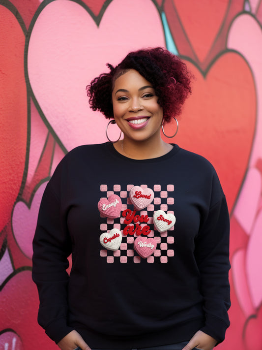 Valentines Candy Hearts  Valentines Unisex Crewneck Sweatshirt