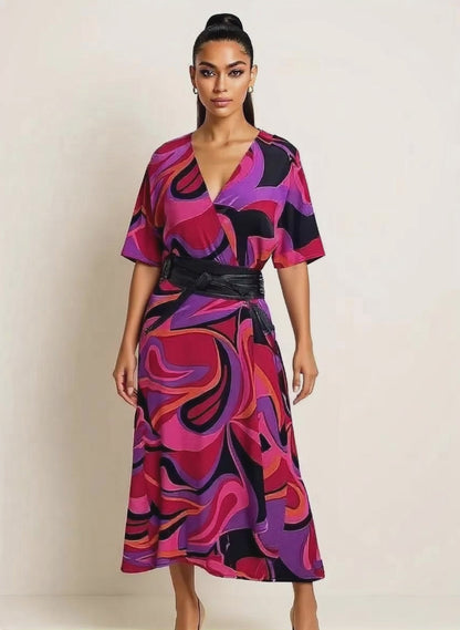 Midnight Orchid Kimono, Hot Pink