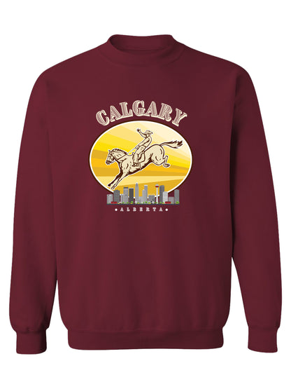 Calgary Cityscape - Crewneck Rlaxed Fit Sweatshirt Garnet Red