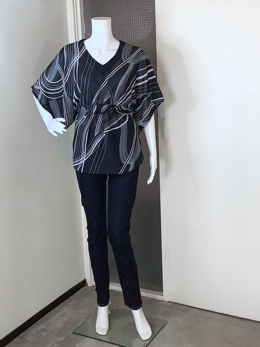 Women's Kimono Top | Black and White Kimono Top | CHERRY CHIC DESIGNS