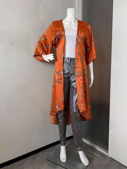 Hold the Purse Strings Kimono - Orange Crush