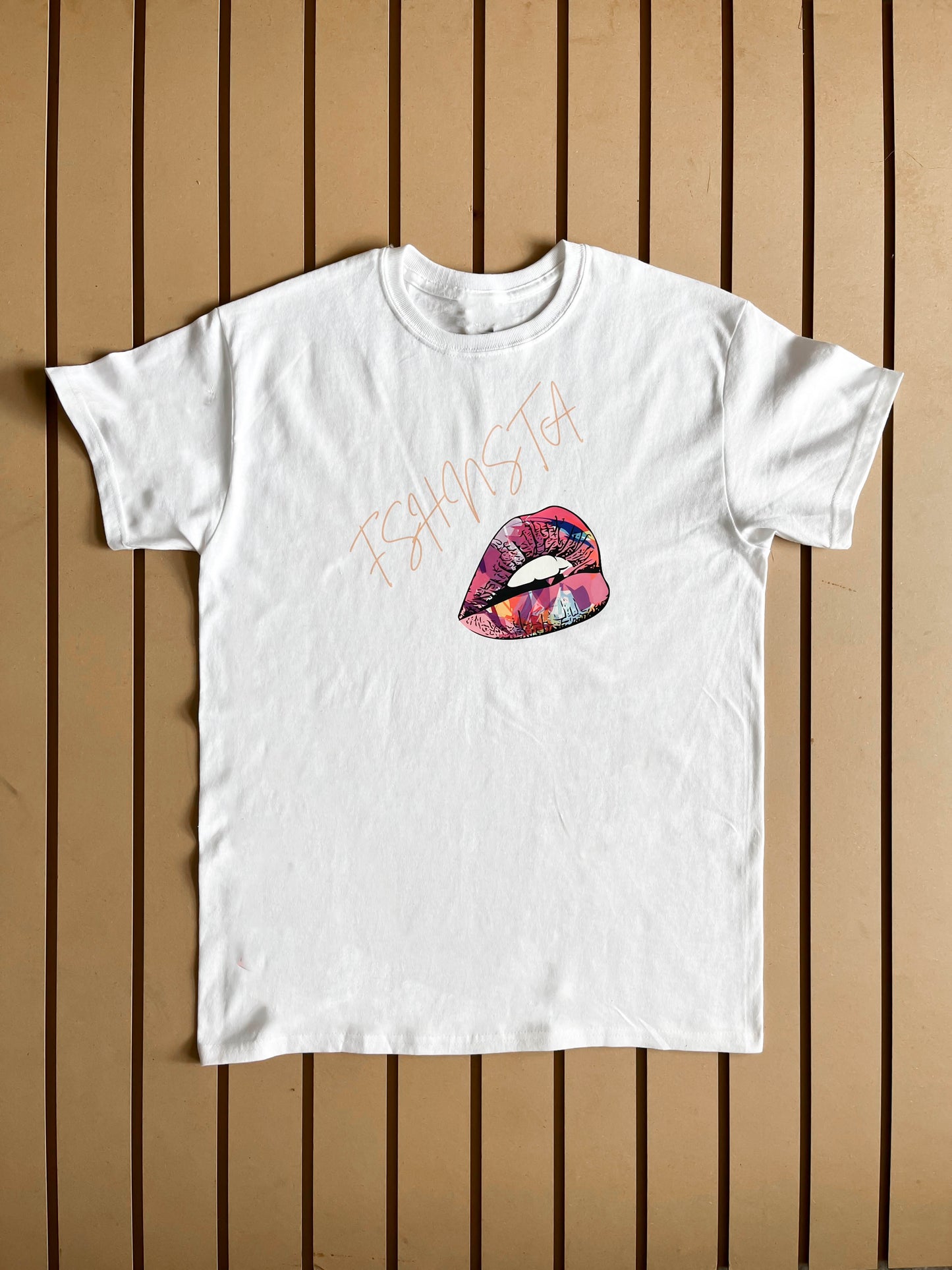Fshnsta Signature Logo Lips - Relaxed Fit Tee White