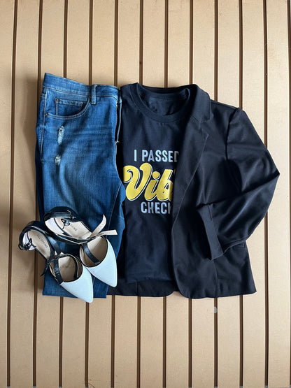 I Passed the Vibe Check -  Relaxed Fit Tee Black