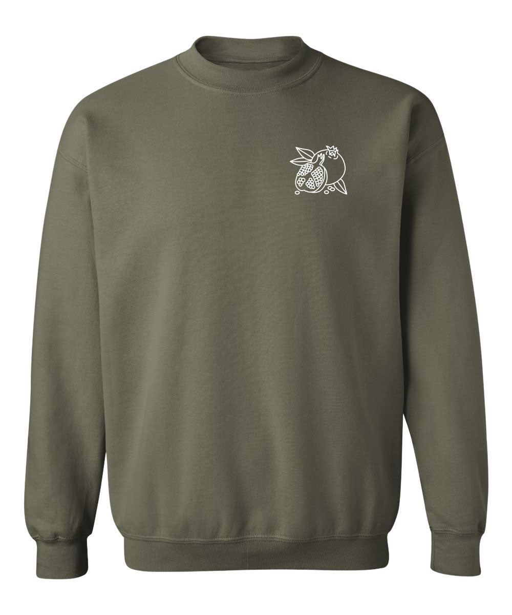 Pomegranate Queen - Crewneck Relaxed Fit Sweatshirt Sage Green